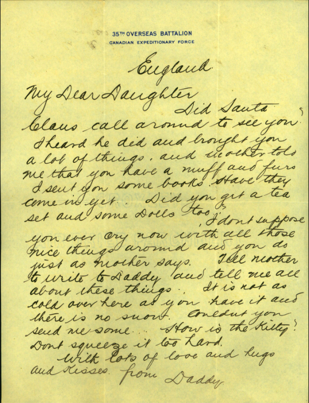 Col. Frank C. McCordick to daughter Doris